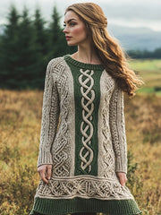 Irisches keltisches geknüpftes Kontrast pullover kleid für Frauen