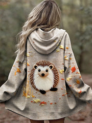 Damen Igel Print Lässige bequeme Langarm-Oberbekleidung