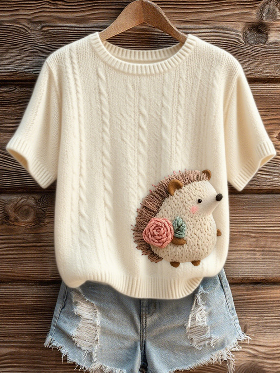 Frauen Igel Print Knited Top