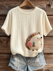 Frauen Igel Print Knited Top