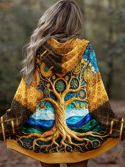 Damen Vintage Tree of Life Celtic Dick Nähte Komfortable Strick jacke mit Kapuze