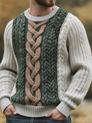 Herren Vintage Irish Celtic Knoten Warm gestrickter Jacquard Pullover mit Rundhals ausschnitt