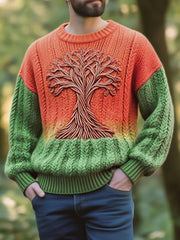 Herren Vintage Baum des Lebens Muster Wärme gestrickte Jacquard Unisex Pullover