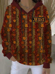 Frauen Faith Cross Herbst Ahornblatt Kunst Kapuzen Sweatshirt mit Taschen